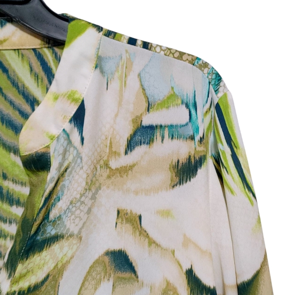 Chico's Tropical Fauna Olive Snake Pattern Tunic Top Womens Size 2 Large - Picture 5 of 10